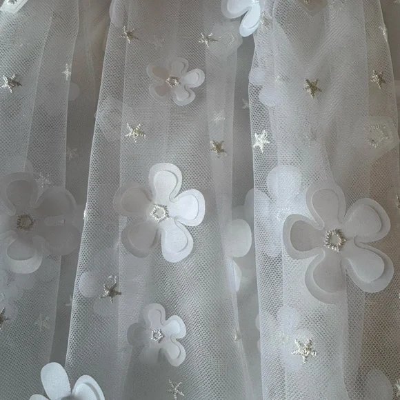 white tulle babydoll floral dress 🤍°❀.ೃ࿔* - Picture 4 of 4